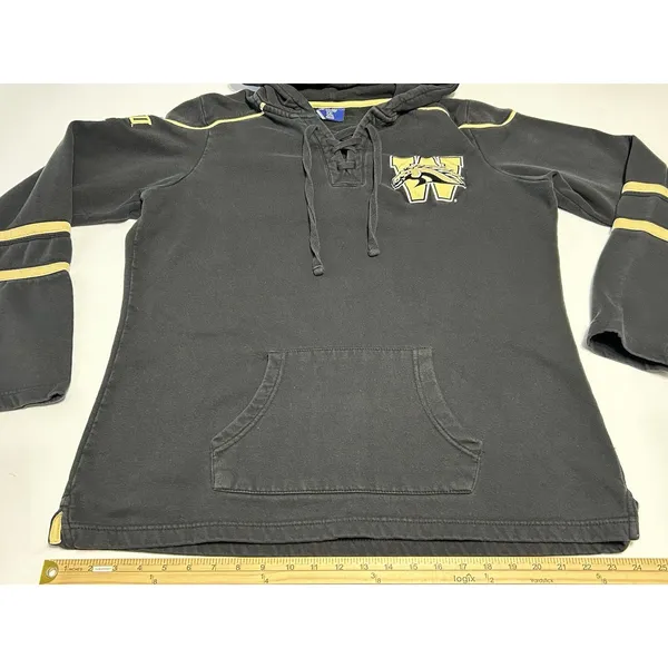 Champion WMU Western Michigan Broncos XXL Lace Up Hockey Hoodie Sweatshirt - Image 2