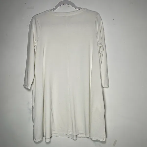 Zenana Premium Womens V-Neck 3/4 Sleeve Tunic Top Cream‎ Pockets RT-1636P Medium - Image 2