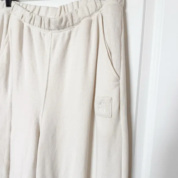 Free People Balloon Knit Joggers Size Large Ivory Lounge Athleisure Baggy - Image 3