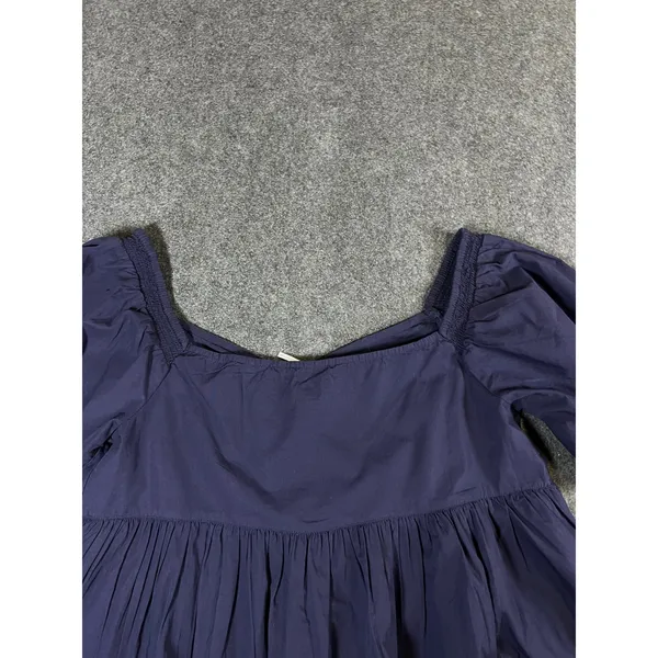 Free People Navy Blue Cotton Puff Sleeve Babydoll Blouse Top Large - Image 10