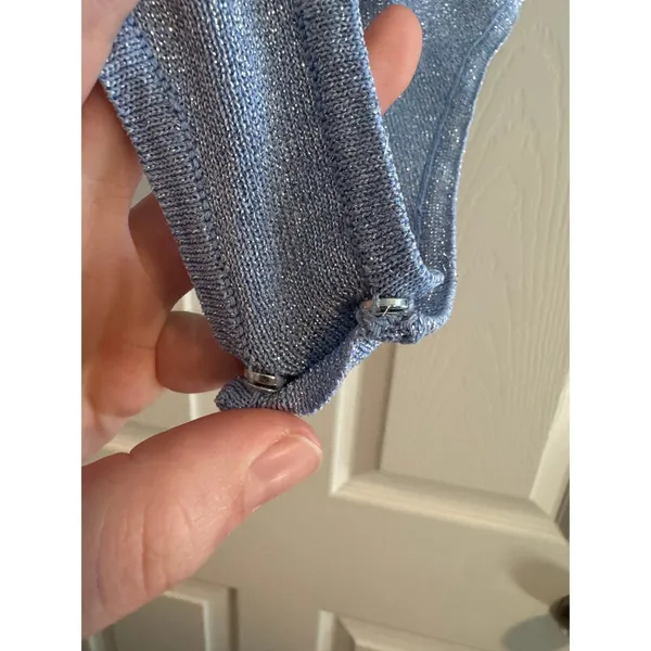 superdown Sparkly Blue Mari Knit Bodysuit Size Small Icy Blue - Image 7