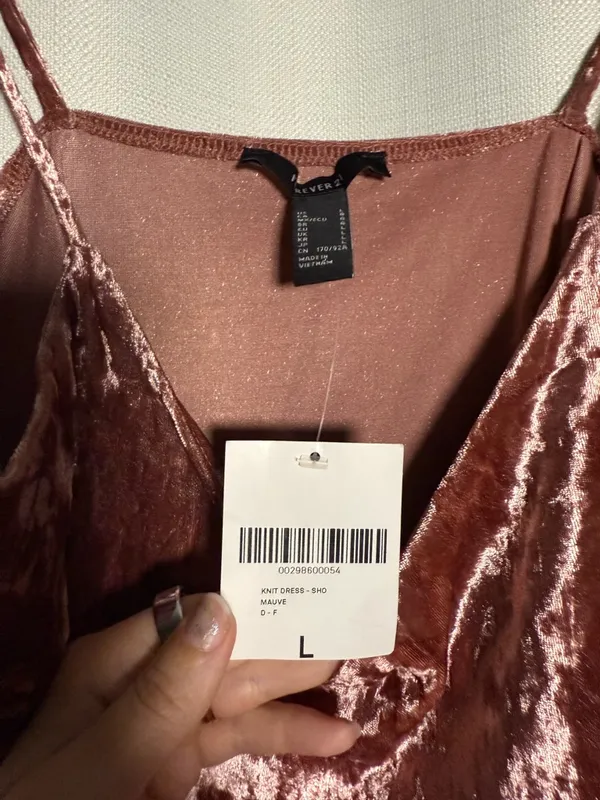Forever 21 Crushed Velvet Pink Mini Dress Size Large - Image 5