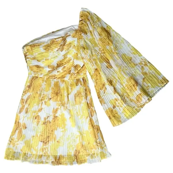 Anthropologie x La Maison Talulah Sunshine Yellow One Shoulder Floral Mini Dress - Image 7
