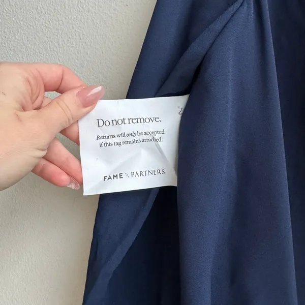 NWT Fame And Partners Long Sleeve Navy Blue Maxi Wrap Cocktail Ball Dress Size 4 - Image 5