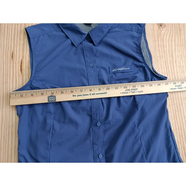 Eddie Bauer Women's Sleeveless Hiking Shirt XS Blue Vented Outdoor Travel Top - Image 11