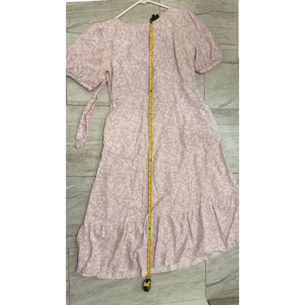 Who What Wear‎ Women's Floral Linen Blend Tie Back Midi Dress Purple Size Large - Image 8