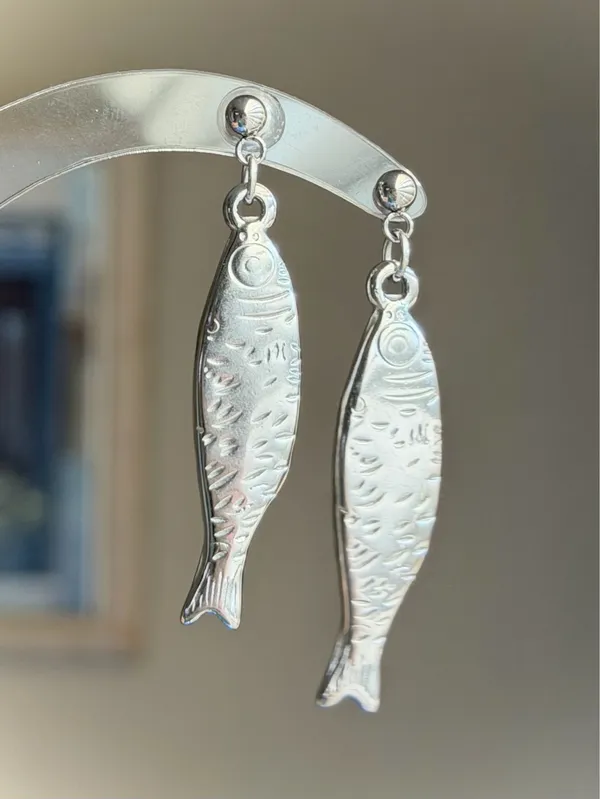 Handmade fully stainless steel statement fish simple earrings🌀🐟 - Image 2