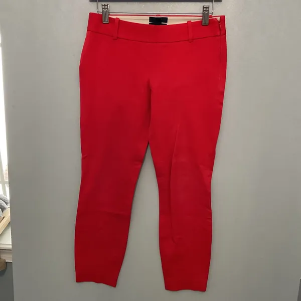 J. Crew Minnie Pants Red‎ Size 00 Cropped Ankle Slim Fit - Image 4
