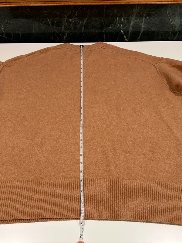 Aerie Oversized Crew Neck Sweater Camel Brown Large - Image 11