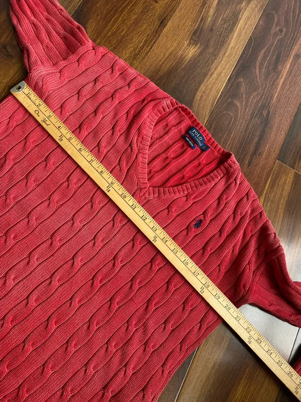 Polo Ralph Lauren 100% Cotton Lightweight Loose Cable Knit Split Hem Sweater S - Image 8