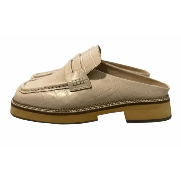 Free‎ People Lilith Loafer Mules Cream Crocodile Print Women's Size 38 - Image 2