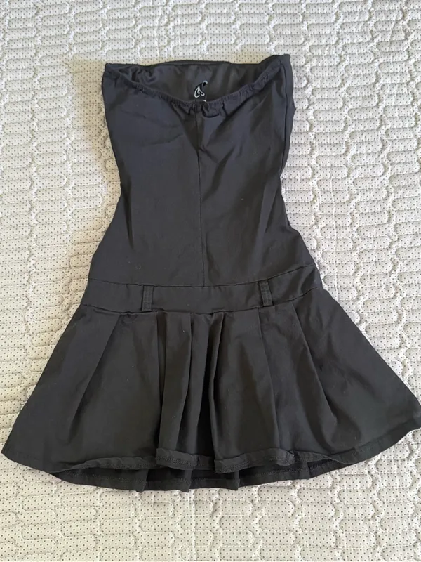 Windsor Black Strapless Pleated Mini Dress - Image 3