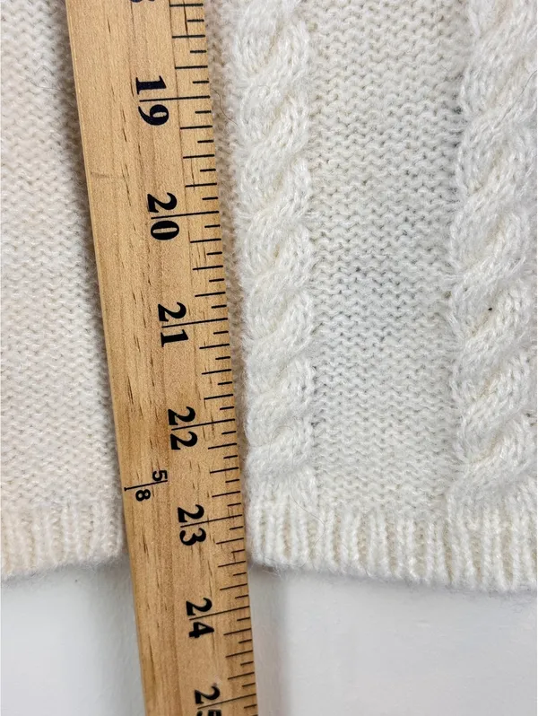 ZARA Ivory Cable Knit Wool Blend Sleeveless Mock Neck Sweater Vest Size S - Image 7