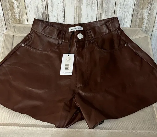 Revolve|WeWoreWhat| VEGAN LEATHER FLARE BELL SHORT| SZ 27 - Image 4