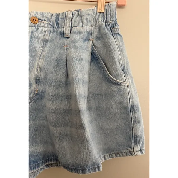 Free People We The Free Clark Pleated Denim Shorts Light Blue Women's Size Small - Image 7