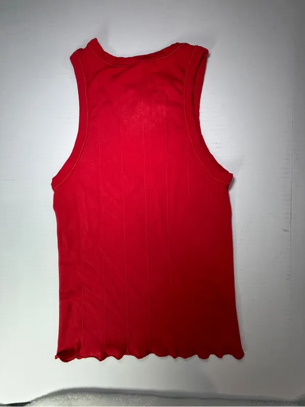 Intimately free people Red Ribbed Tank Top with Good Vibes Patch - Women - Image 6