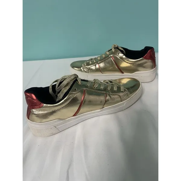 Aldo Metallic Rose Gold Lace Up Women's Designer Sneakers US Size‎ 7 S-437 - Image 5