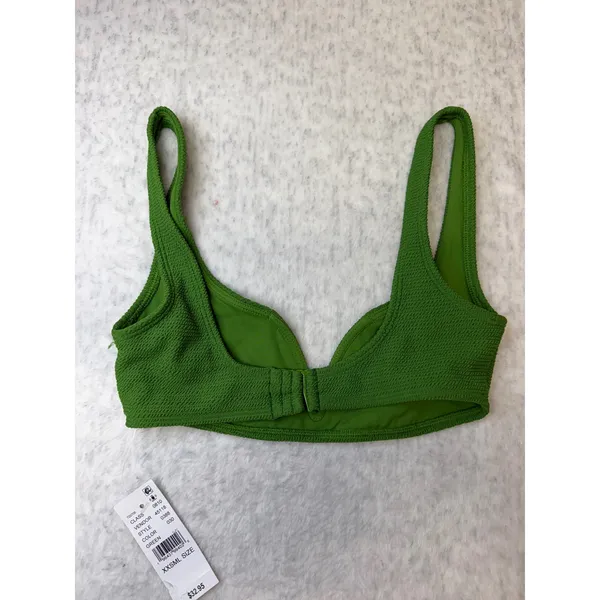 PacSun Swim Eco Green Textured Smocked V-Neck Bikini Top XXS‎ New With Tags - Image 4