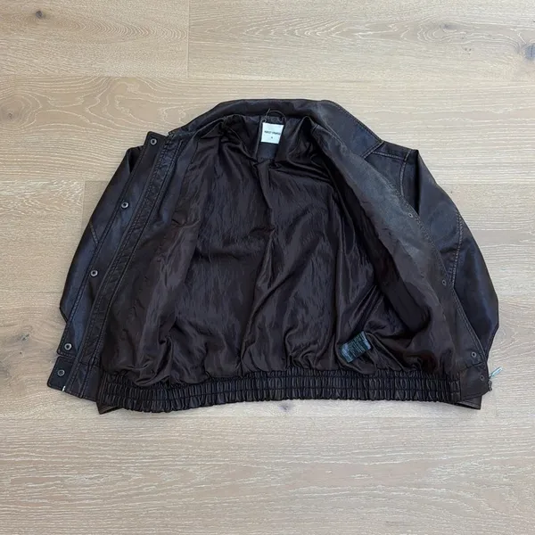 Perfect Stranger Faux Leather Jacket Washed Maxx Size XS Brown - Image 3