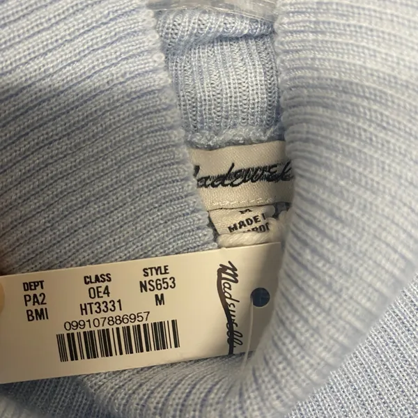 Madewell Top Womens Medium Merino Wool Silk Sweater Tank Mockneck Blue NS653 - Image 6