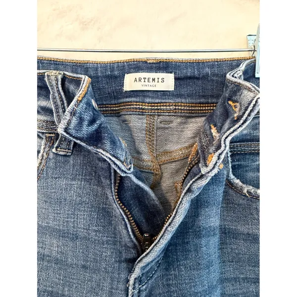 Artemis Vintage Womens High Rise Double Button Flare‎ Jeans Distressed - Image 8