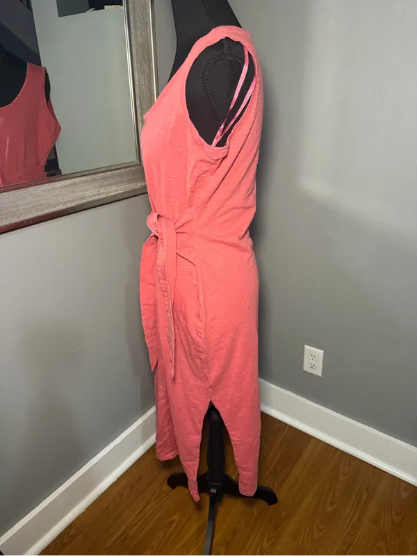 Lauren Ralph Lauren Preppy Lightweight Slub Jersey Tie-Waist Midi Dress 10. - Image 3