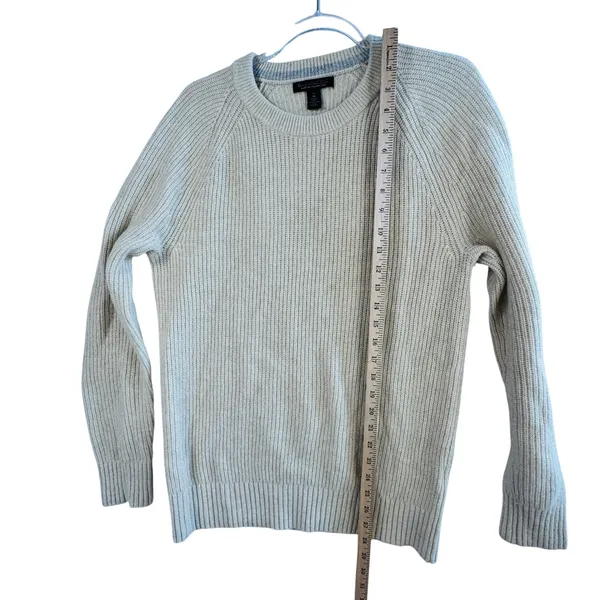 Banana‎ Republic Italian Yarn Wool Blend Sweater Beige M Tall Ribbed Crew Neck - Image 6