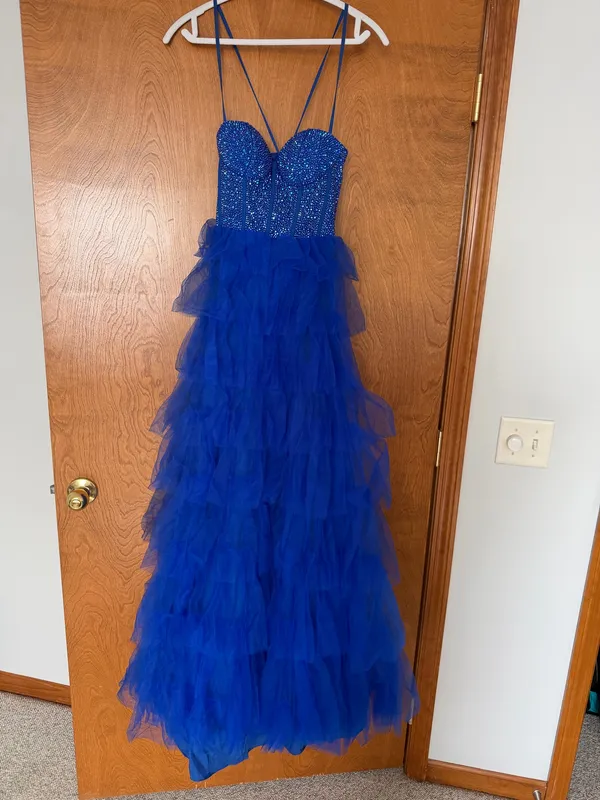 Amelia Couture Whimsical Sleeveless A-Line Gown With Tiered Skirt - Image 4