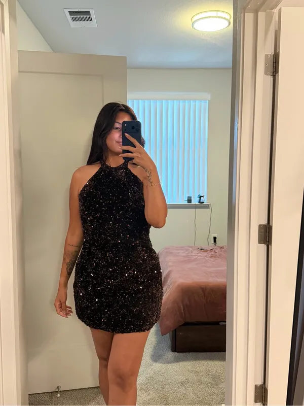 ZARA Sequin Halter Dress - Image 4