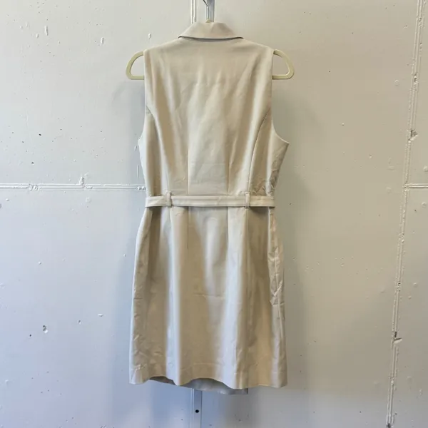 NWT Ann Taylor Sleeveless‎ Double Breasted Trench Dress Beige Tan Belted Size 10 - Image 2