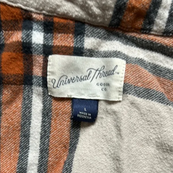 Universal Thread Plaid Shirt in Orange, White, and Black - Image 2