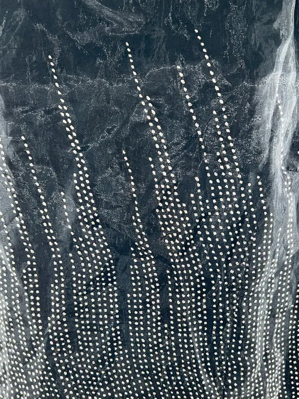Black Rhinestone-Trim Midi Slip Dress with Spaghetti Straps-Size 12 - Image 3