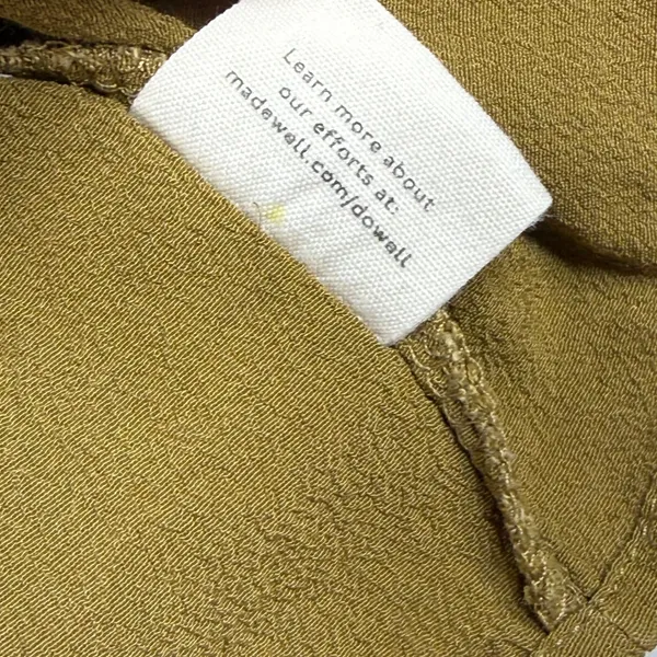 Madewell Womens Central Shirt Short Sleeve V-Neck Button Back Olive‎ Green Small - Image 6