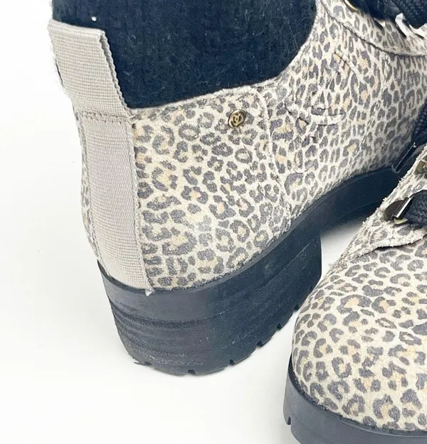 OTBT Lakewood Leather Animal Print Side Zipper Lace Up Faux Fur Lined Boots 8 - Image 8