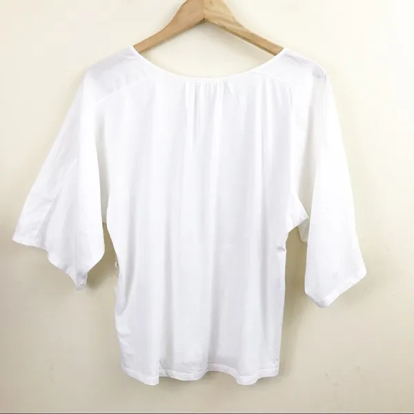 Nordstrom White Cotton Flowy Lightweight Embroidered Boho Peasant Top S new - Image 7