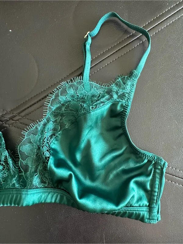 Victoria's Secret Satin & Lace Bralette in Emerald Green - Image 2