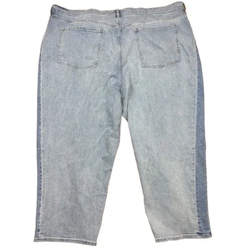 NWT Old Navy High Rise Barrel Leg Jeans Two Tone Blue‎ Denim Retro Plus Size 28 - Image 4