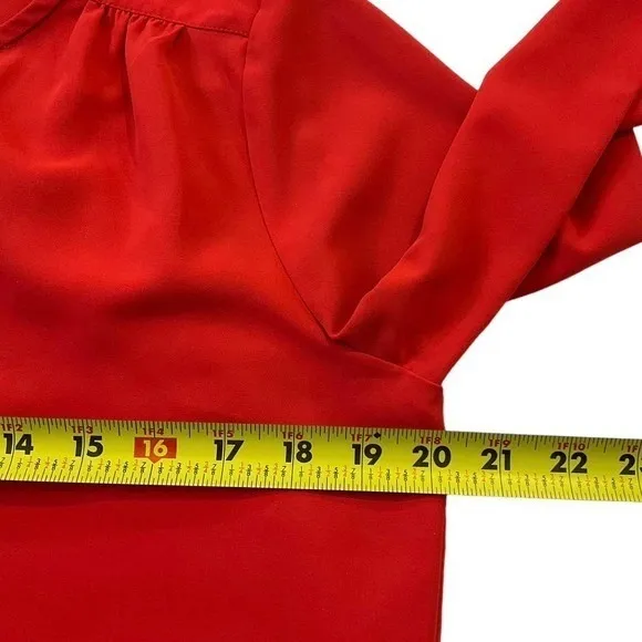 Loft Women Size Small Red Dress Long Sleeve Split Crew Straight | 9-961 - Image 7