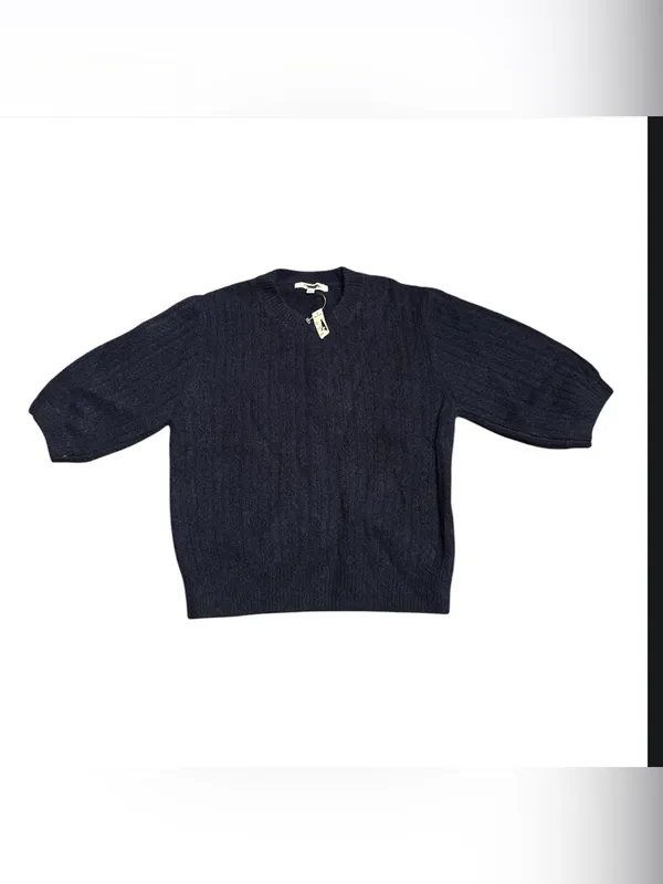 Madewell CloudSoft Short-Sleeve Sweater Tee wool/alpaca blend blue Size S NWT - Image 2