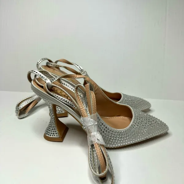 Lulus Kayka White‎ Rhinestone Lace-Up Pointed-Toe Pumps - Image 6