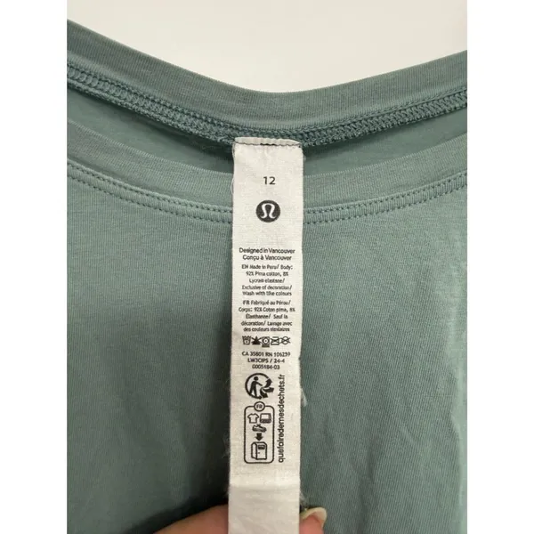 Lululemon Cates Cropped Tee Sage Green Size 12 - Image 7