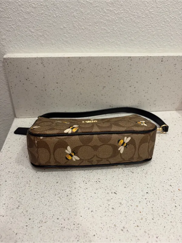 Coach Brown Bee Print Signature Nolita 19 Gold Hardware Small Designer EUC - Image 14