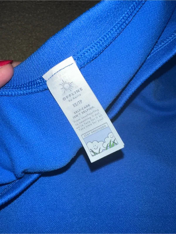 Aerie Women's Royal Blue Ribbed Crop Tee - Image 5