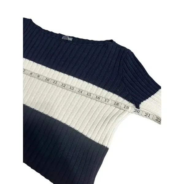 Aerie Cropped Sweater Size Small Striped Navy White Nautical Cotton - Image 6