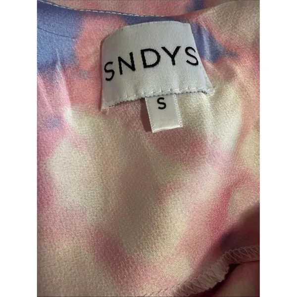 SNDYS Pastel Tie Dye Slip Maxi Dress Pink Blue Satin Feel Small - Image 3