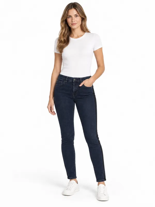 Lauren Ralph Lauren Regal Skinny Jeans Womens 10 Dark Wash Tuxedo Stripe - Image 2