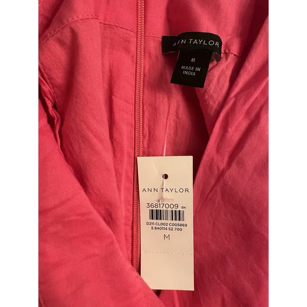 Ann Taylor Pink Peplum Top Criss Cross Halter Sleeveless Size Medium Preppy NEW - Image 3