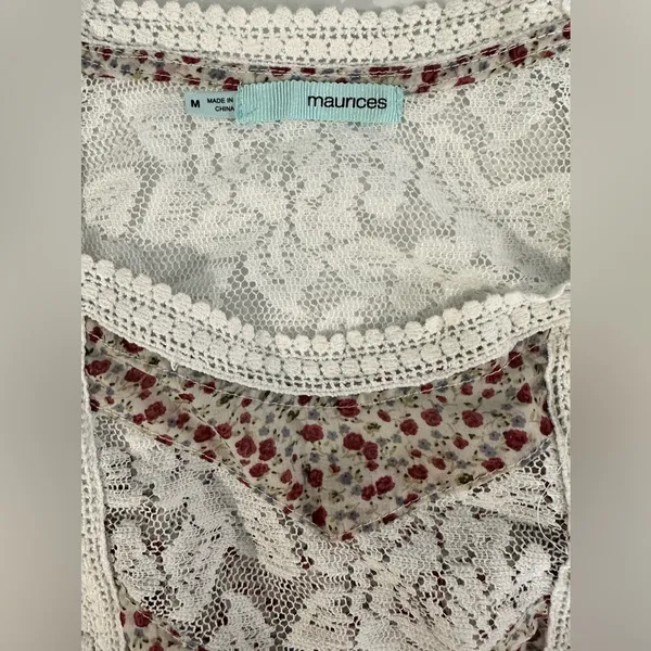 Maurice’s Medium Lace Bib Floral Under Design Flowy Double‎ Layered Tank Top M - Image 6