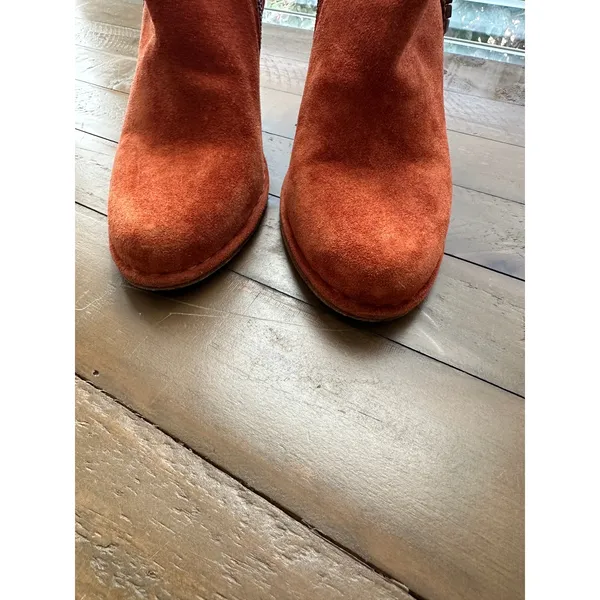 Frye Madeline Orange Suede Trim Short Ankle Booties Size 8.5 - Image 3