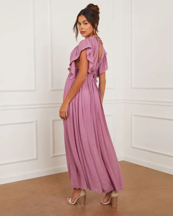 VICI Mauve Purple Button Front Cinched Waist Maxi Dress - Image 7